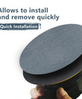 Heavy Duty 5 Inch 60 Grit Sanding Discs 70 Pack With Hook And Loop Sander Pad for Orbital Sanders showcasing quick installation