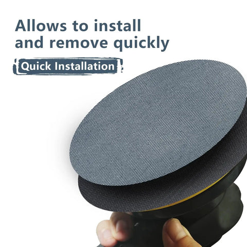 Heavy Duty 5 Inch 60 Grit Sanding Discs 70 Pack With Hook And Loop Sander Pad for Orbital Sanders showcasing quick installation