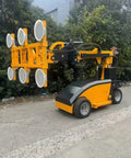 Heavy Duty Vacuum Suction Lifter Cart For Hauling Large Glass Walls Marble Slabs And Steel Plates, semi-automated design in a construction site.