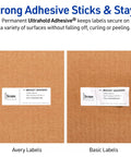 Heavy Duty Waterproof Shipping Labels With Badass Permanent Adhesive Two By Four Inches Five Hundred Pack shown on cardboard.