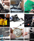 All In One 100W Soldering Station Kit being used on different electronics and devices, showing versatility in application