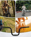 Wide 580mm Aluminum Alloy Handlebar With 25.4mm Clamp High Rise 120mm And 160mm Options For Mountain Bikes MTB Folding Bikes Ebikes And Commuters CNC Bent Hard Anodized Finish Anti Slip Durable Upgrade For Your Ride on bikes in different terrains.