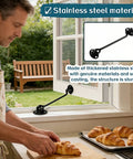 Heavy Duty 6 Inch Hook And Eye Locks 2 Pack Rock Solid Stainless Steel Barn Door Latch used on window with baked croissants.
