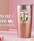 Grab This Dill With It 20 Oz Travel Tumbler Dope Insulated Cup With Secure Lid displayed with pink background and text.