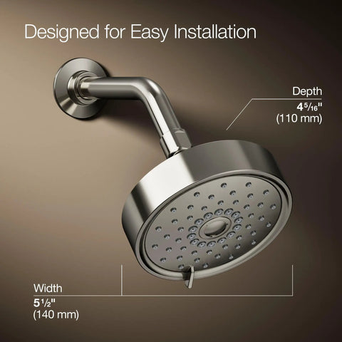 Purist Three-Function Showerhead With Full Coverage, Pulsating Massage And Silk Spray, 2.5 GPM, vibrant nickel finish