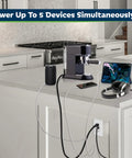 4.2A Go-To 3 Port USB Wall Outlet With Type C And Type A Ports 15 Amp Receptacle in kitchen, charging multiple devices