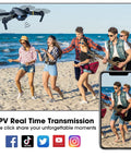 Foldable Camera Drone For Adults And Kids With 1080P FPV Video Easy Start RC Quadcopter capturing beach memories.