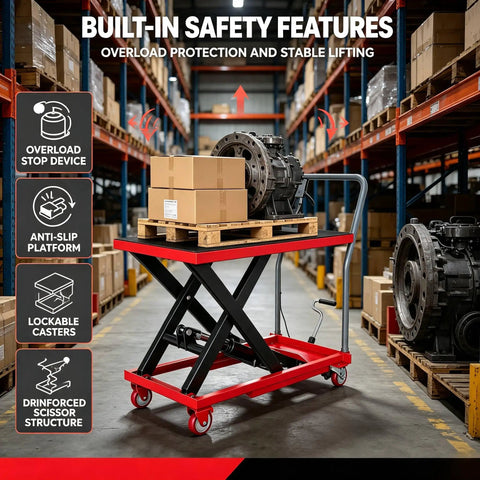Manual Hydraulic Scissor Lift Table Cart Providing 330 Lb Capacity Plus 28.5 Inch Max Rise Smooth Heavy Duty Workhorse Built Tough To Handle Any Garage Job Without Breaking A Sweat