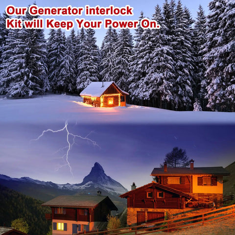 Scenic image with houses symbolizing backup power using Generator Interlock Kit For Square D QO And Homeline Panels, 150A Or 200A.