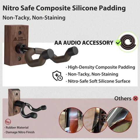 Heavy Duty Guitar Wall Mount With Auto Adjustable Angle No Drama Easy Install Wall Hanger That Grips Hard On Acoustic Electric Guitars Featuring A Beefed Up 12mm Metal Support Rod For Ultra Stable Secure Display