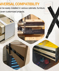 Two Pairs Of 12 Inch Heavy Duty Drawer Slides With Three Section Full Extension Ball Bearing Glide Side Mount Soft Close 100 Lb Capacity For Dresser Cabinet And Kitchen installed in various furniture applications