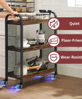 Rolling kitchen cart with 2 Inch Ball Caster Wheels With Threaded Stem Stem Diameter Three Eighths Inch And Stem Length One Inch