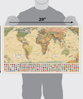 Two Pack Laminated World Map Poster And USA Map Set With Equal Earth Design That Shows Continents At True Relative Size 18 By 29 Inch