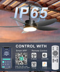 Outdoor Ceiling Fan With Lights 42 Inch Wet Rated IP65 Plug In Gazebo Patio Fan With Remote App Control over porch