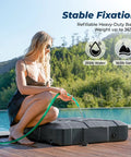 Cantilever Umbrella Base Rolling Stand With Refillable HDPE Weight Reservoirs by poolside, 253-363 lb capacity in use