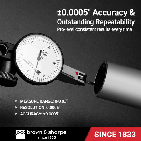 Dial Test Indicator With 0 To 0.030 Inches Range, 0.0005 Inches Graduation, Precise Accuracy For Shaft Alignment And Fine Measurements, Industrial Grade Gauge For Machinists And Shop Floor Pros on shaft