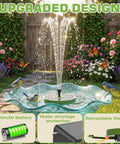 Go To Solar Water Pump Fountain For Garden Bird Bath With Built In 1500mAh Battery 3.5W Panel And 8 Nozzles High Efficiency Glass Panels