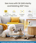 Mini 360 Degree Pet Camera With 2K QHD Live Video Feed Rotating Treat Toss Two Way Audio Real Time Bark Meow Alerts AI Nanny Safety