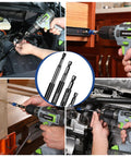 Drill Bit Extension Set Four Piece Magnetic Bit Holder With Aluminum Sleeve And Quick Release One Quarter Inch Hex For Drills