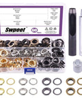 All In One 123 Pcs Grommet Eyelet Kit With 60 Washers And 1 Punch Tool for canvas and leather repairs, 4 colors 12mm grommets