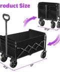 Foldable Wagon Cart With 280 Lbs Capacity, Lightweight And Easy To Carry Weighs Only 11 Lbs, Collapsible Utility Wagon On Wheels With Drink Holders