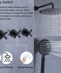 Three-Handle Wall Mounted Shower System With High Pressure 10-Inch Rain Shower Head And Handheld Sprayer, Easy Switch Feature