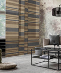 Adjustable Sliding Panel Track Blinds For Large Windows And Patio Doors, 45.8 To 86 Inches Wide And 96 Inches High in living room.