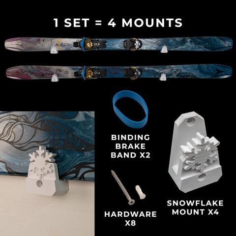 Slick Horizontal Ski Rack Wall Mount Bracket Black Hookless Design Keeps Your Boards Flat Against The Wall with hardware and mounts.
