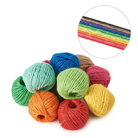 12 Dope Rolls Of Colorful Natural Jute String 2Mm 3 Ply Craft Twine Set For Artsy Projects Handmade Crafts and DIY Projects