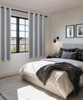 Blackout Curtains For Bedroom 52 By 63 Inches No Drill Required Thermal Insulated Light Blocking Window Panels With Sewn In Tiebacks Silver Grey