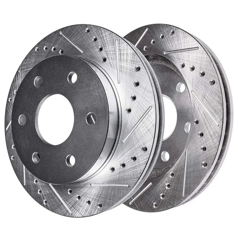 Front Brake Kit For 6 Lug GM Trucks And SUVs With Drilled And Slotted Rotors And Ceramic Pads Fits Chevy GMC K1500 Suburban K2500 Tahoe Yukon