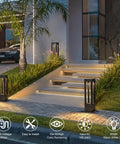 Classic square carriage lanterns for driveways and backyard walks illuminating steps with high brightness LED chips.