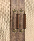 Two Pack Walnut Wood Door Pull Handles With Antique Nickel Backplates For Fence Gate Barn Door Closet Sliding Door Indoor Handrail