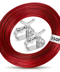 150 Feet Pool Cover Cable And Winch Kit With Plastic Coated Steel Wire For Above Ground Pools Heavy Duty Workhorse Winch System Easy Setup Secure Tension And Weatherproof Protection Red