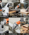 Top Shelf 3 Piece Angle Grinder Thread Adapter Set Swaps Five Eighth Inch 11 Threads For M10 M14 And One Half Twenty Unc demonstrating various uses like grinding and sanding.