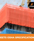Debris Defense Netting For Construction Sites Heavy Duty 5.5 Ft By 150 Ft Scaffold Safety Net in use on building site
