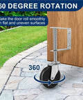 Rock Solid 4 Inch Rotating Gate Roller With Spring Loaded Adjustable Support Caster For Wood Or Metal Gates smooths 360 degree rotation on outdoor surfaces.