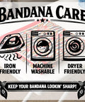 Bandana care instructions for Americana Bandana Set 22 By 22 Inches Lightweight 6 Pack With Western Camo Green Designs.