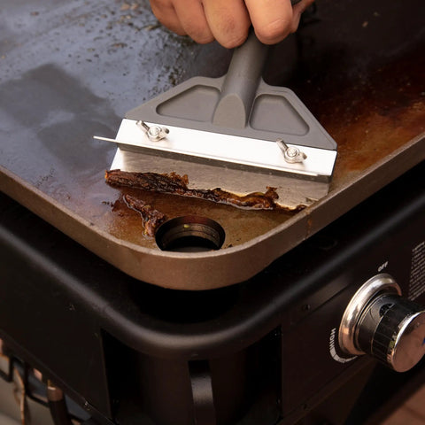 Beast Mode Heavy Duty Griddle Scraper with 6 Inch Stainless Steel Blade Ergonomic Handle for cleaning flat top grill