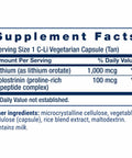 Supplement facts label for Memory Protect With Lithium And Colostrinin Milk Peptides For Brain Health And Sharp Focus
