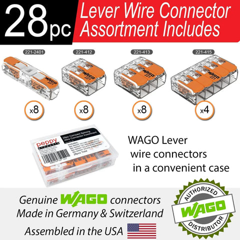 Lever Nuts 28-Pc Compact Splicing Wire Connector Set with Case, includes 221-2401, 221-412, 221-413, 221-415
