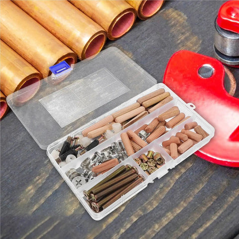 Durable Locking Cam Screws Kit For Furniture Hardware Replacement Includes 95 And 190 Piece Sets With Nuts Screws And Bolts for DIY
