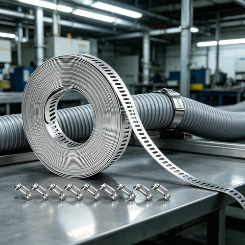 Get Ready For Any Home Rodeo With This 16 Ft DIY Stainless Steel Hose Clamp Kit Featuring Premium Worm Gear Duct Pipe Clamps And Strong Fasteners For Custom Fits On Piping And Plumbing Tasks. 16 ft stainless steel hose clamp roll with fasteners