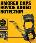 Lightweight 1.25 Inch By 12 Foot Ratchet Tie Down Straps 1800 Lb Break Strength 4 Pack with armored caps for added protection