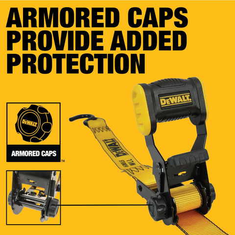 Lightweight 1.25 Inch By 12 Foot Ratchet Tie Down Straps 1800 Lb Break Strength 4 Pack with armored caps for added protection