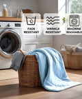 Cooling Comforter With Double Sided Cold Touch Fabric For Hot Sleepers And Night Sweats, Light Blue 59 x 79 Inches in laundry room