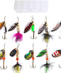 10 Piece Spinnerbait Fishing Lures Kit With Tackle Box For Freshwater And Saltwater Angling Versatile Metal Bass Trout Salmon Walleye Baits