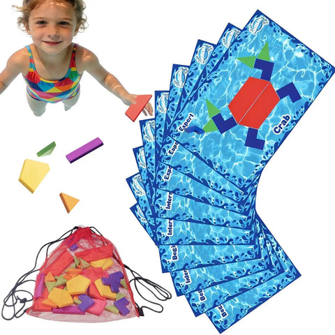 Floating Underwater Dive Set For Pool And Beach Fun A Kid Friendly Sink And Retrieve Water Play Challenge Kit with cards and mesh bag