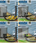 Three Layer AC Pipe Insulation Cover With Flexible Split Foam Wrap Sleeve For Central AC And Mini Split Lines, Built Tough 72 By 10.2 Inch, 600D Oxford Exterior With Aluminum Foil Lining, Black installed on outdoor AC unit, showing UV, snow, water, and wind protection.