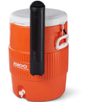 10 Gallon Portable Sports Cooler And Beverage Dispenser With Flat Seat Lid Insulated for all day on the go chillin orange white